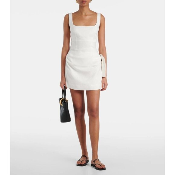 SIR. Jessamine Tie Mini Dress in Ivory 1/S New Womens Linen Tie - Picture 11 of 16